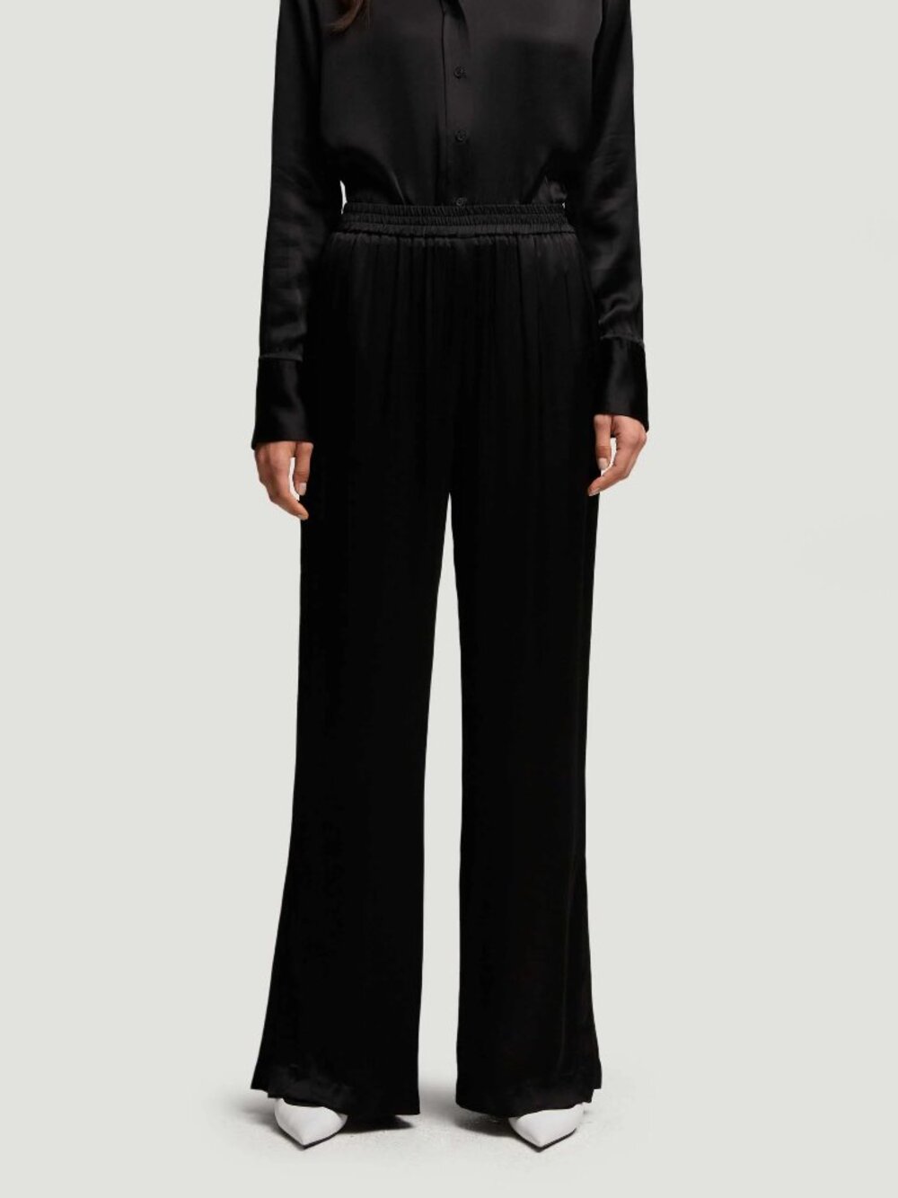 NWT ARGENT Pull-Up Pant in Viscose Satin / Black / Size 0